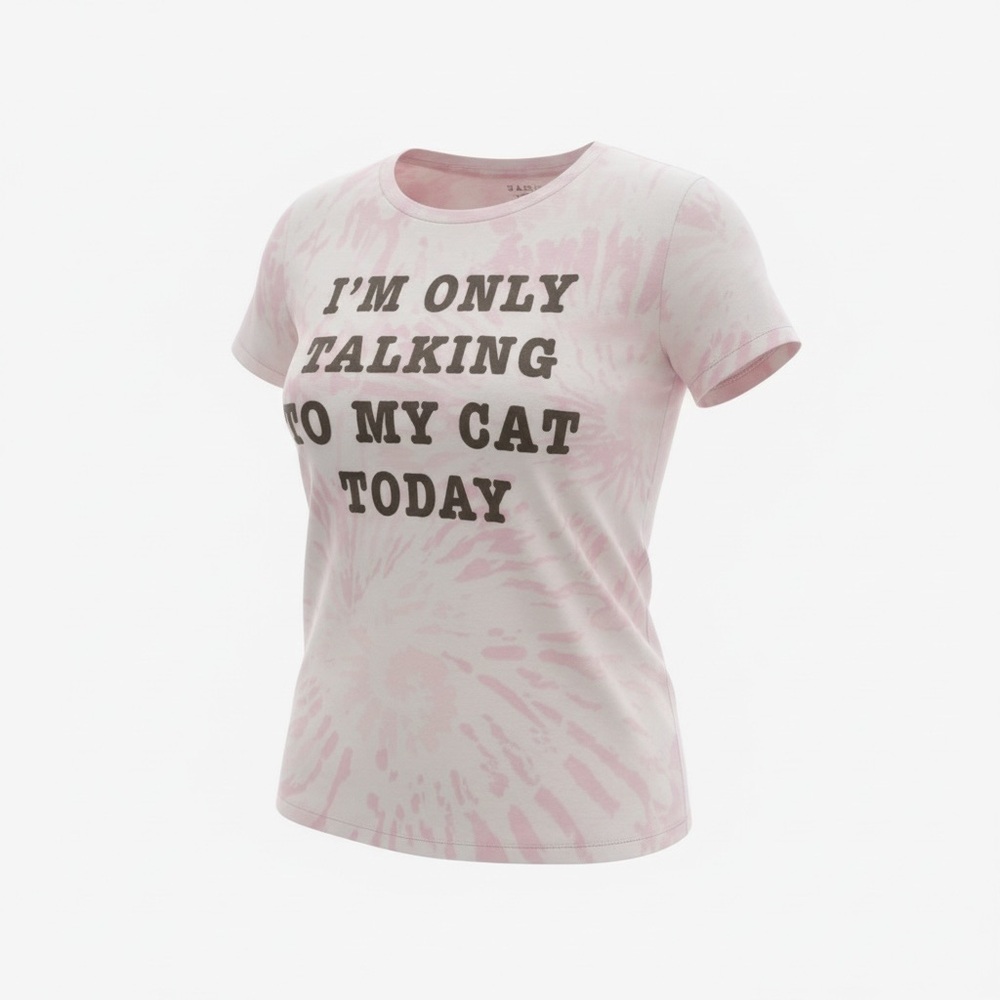 Source Unknown Pink Tie-Dye Cat Tee